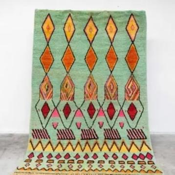 Handgeknoopt wol Berber tapijt green Boujad 198x296cm