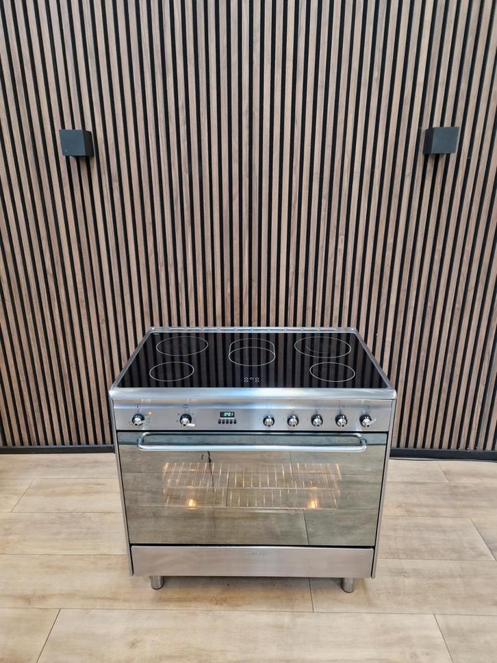 Luxe Rvs Smeg Fornuis keramisch 90 cm (Gratis bezorgen), Witgoed en Apparatuur, Fornuizen, Zo goed als nieuw, Vrijstaand, Keramisch