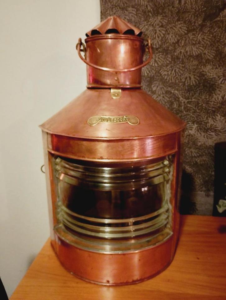 Koperen scheeps lamp stuurboord XL incl oliebrander, Antiek en Kunst, Antiek | Koper en Brons, Koper, Ophalen of Verzenden