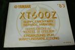 Yamaha XT600Z 1983 service manual supplement XT 600 Z, Motoren, Handleidingen en Instructieboekjes, Ophalen of Verzenden, Yamaha