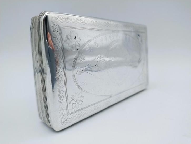 Zilveren tabaksdoos, E. Denekamp, Schoonhoven, 1838, Antiek en Kunst, Antiek | Goud en Zilver, Zilver, Verzenden