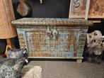 Oude India kist vintage blauw opruiming, Ophalen of Verzenden, Nieuw, Minder dan 50 cm, Minder dan 50 cm