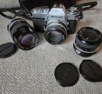 Nikon EL2 camera met 50, 28 en 135mm lens + vintage case, Ophalen of Verzenden, Zo goed als nieuw, Spiegelreflex, Nikon