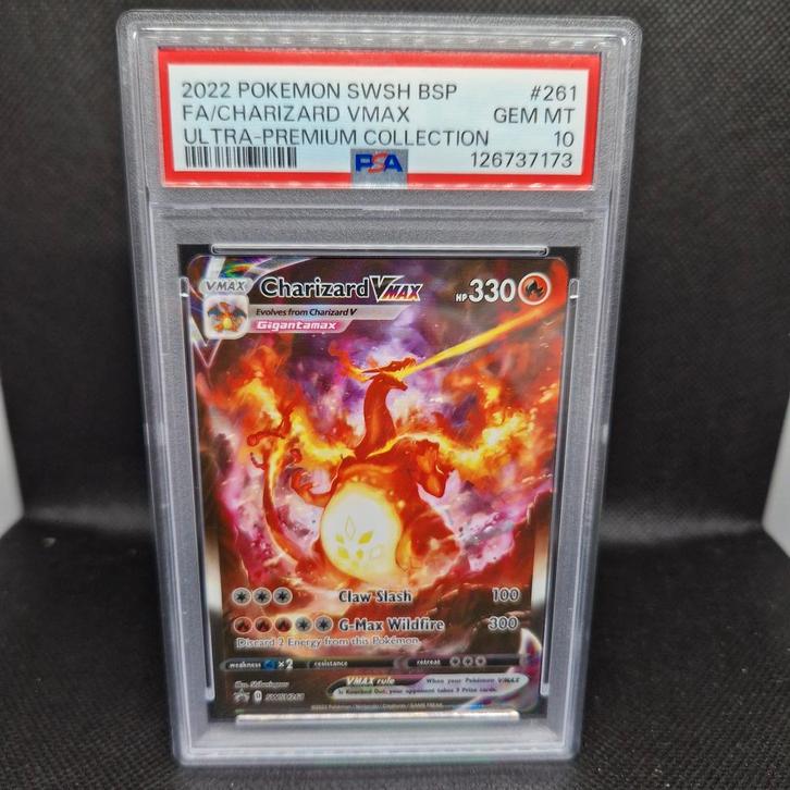 Fa/Charizard Vmax Ultra Premium Collection SWSH BSP PSA 10, Hobby en Vrije tijd, Verzamelkaartspellen | Pokémon, Zo goed als nieuw