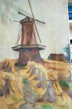 Fraai oud olieverf schilderij molen korenschoven A. Baas, Antiek en Kunst, Kunst | Schilderijen | Klassiek, Ophalen
