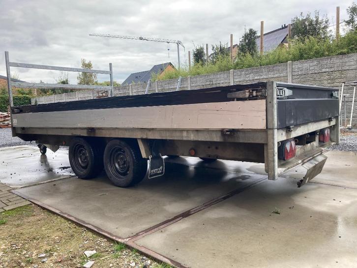 Verlaagde plateauwagen Henra 4mx1m85 2.700kg geremd 401x185, Auto diversen, Aanhangers en Bagagewagens, Gebruikt, Ophalen