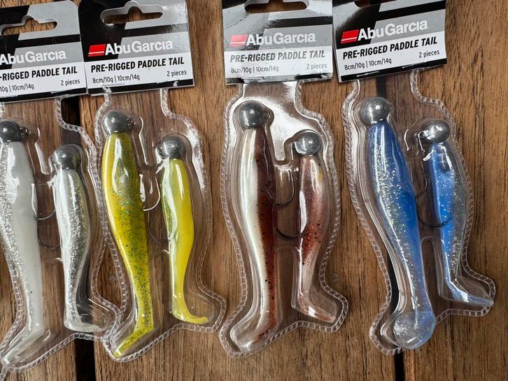 setjes abu garcia pre rigged paddle tail shads 8 cm  en 10cm, Watersport en Boten, Hengelsport | Zeevissen, Nieuw, Haak, Ophalen of Verzenden