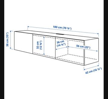 IKEA Besta TV meubel 180x42x38 wit - afbeelding 12