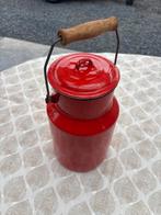 Vintage Rode Emaille Melkbus met Houten Handvat, Antiek en Kunst, Ophalen of Verzenden