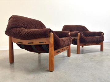 Jaren 60 70 lounge chairs fauteuils vintage eik beschikbaar voor biedingen
