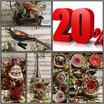 20% korting op oude kerstbal, bellenpiek, deukbal, figuren… beschikbaar voor biedingen