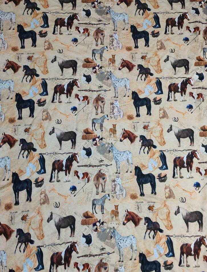 Stenzo French Terry brushed horses / paarden, Hobby en Vrije tijd, Stoffen en Lappen, Nieuw, Katoen, 120 cm of meer, 30 tot 200 cm
