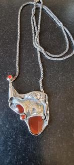 Zilveren modernist ketting carneool van amir poran porans, Verzenden, Zo goed als nieuw, Zilver, Zilver