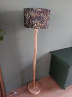 Unieke Houten Vloerlamp met Stoffen Jungle print Kap, Ophalen, Hout, Botanisch, 100 tot 150 cm