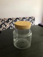 Glazen pot met deksel van kurk, vaas, handgemaakt z.g.a.n., Ophalen of Verzenden, Zo goed als nieuw