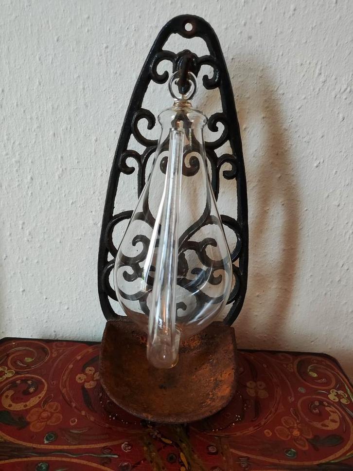 Mooie gietijzeren barometer met glas, Tuin en Terras, Tuinwanddecoratie, Gebruikt, Verzenden
