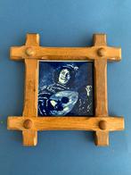 Delfts blauw tegeltableau met houten lijst, Ophalen