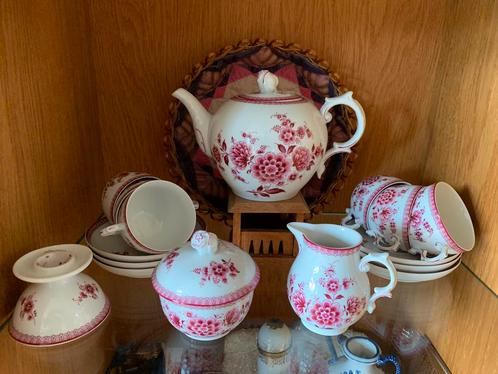 Porseleinen Theeservies met Roze Bloemen, Antiek en Kunst, Antiek | Porselein, Ophalen of Verzenden