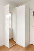 IKEA PAX Hoekkast – Witte hoogglans + Spiegeldeur – Gebruikt, Huis en Inrichting, Ophalen, Gebruikt, 200 cm of meer, Met hangruimte
