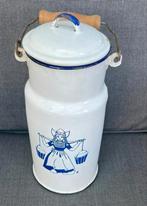 Emaille Witte melkbus met melkmeisje . Brocante look, Antiek en Kunst, Ophalen of Verzenden