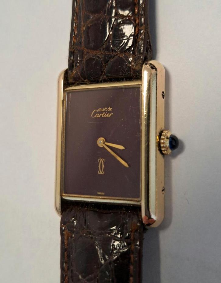 Cartier vermeil opwinder 1985 dames, Sieraden, Tassen en Uiterlijk, Horloges | Dames, Gebruikt, Overige merken, Ophalen of Verzenden