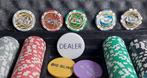 Pokerset de luxe in aluminium koffer met 200 bedrukte chips, Vijf spelers of meer, Ophalen of Verzenden, Zo goed als nieuw