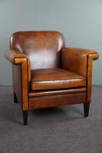 Strakke schapenleren Art Deco design fauteuil, mooie details, Huis en Inrichting, 75 tot 100 cm, Leer, 75 tot 100 cm, Zo goed als nieuw