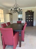 LUXE eethoek: tafel+kast+6 leren stoelen € 4150,00 korting !, Ophalen, Zo goed als nieuw