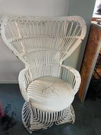 Vintage rotan pauwenstoel, Huis en Inrichting, Ophalen, Zo goed als nieuw, Wit, Eén