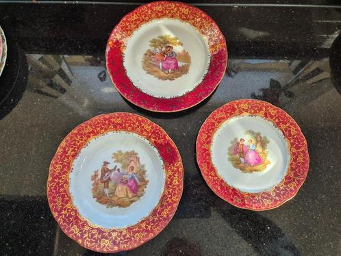 3 delige Limoges porseleinen borden MOET WEG!!, Antiek en Kunst, Antiek | Porselein, Ophalen