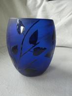 Själaglas Kobaltblauwe gesigneerde vaas, Blauw, Ophalen of Verzenden, Minder dan 50 cm, Glas