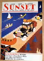 Zeldzame Art Deco Poster Sunset Magazine Juni 1933, Rechthoekig Staand, Nieuw, Ophalen of Verzenden, A1 t/m A3