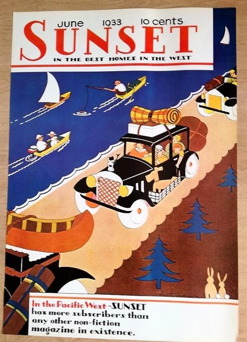 Zeldzame Art Deco Poster Sunset Magazine Juni 1933, Verzamelen, Posters, Nieuw, Overige onderwerpen, A1 t/m A3, Rechthoekig Staand
