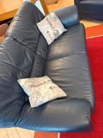 Echt leer - 2 persoons bank - gratis bezorging! donkerblauw, Ophalen, Blauw, Tweepersoons, Zo goed als nieuw