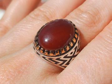 Vanoli 925 zilver ring voor heren carneool agaat maat 21 beschikbaar voor biedingen