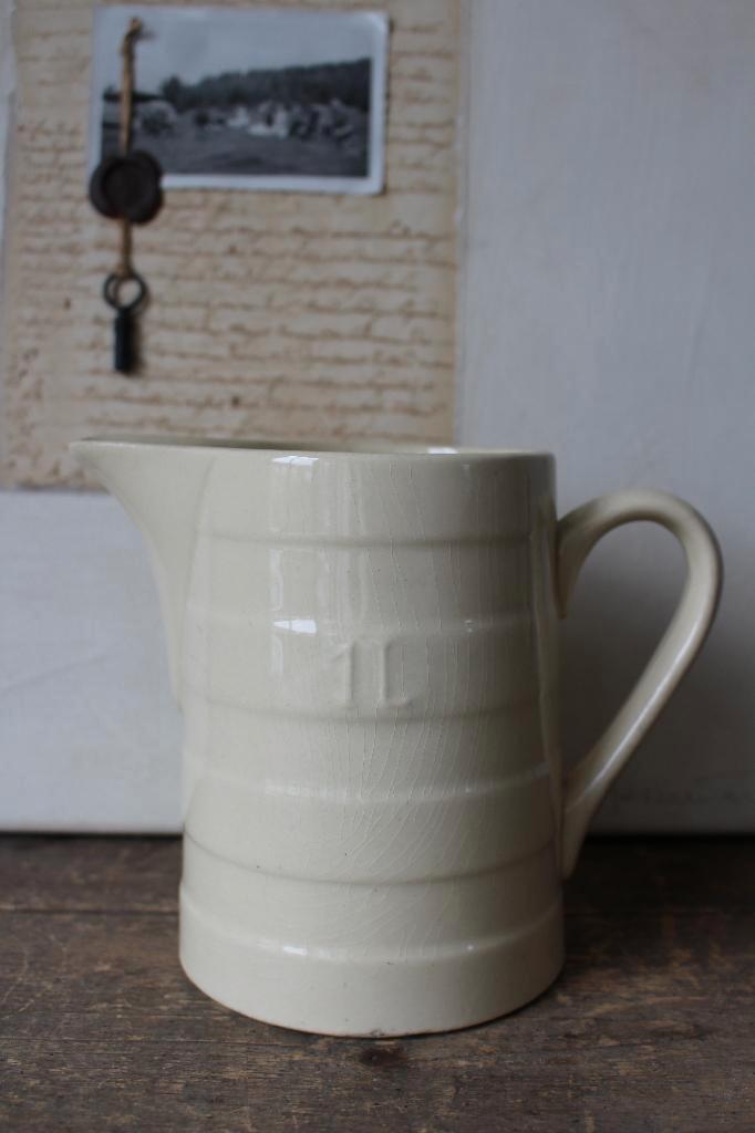 Oude brocante bandenkan Boch licht creme *Pronck & Praal*, Antiek en Kunst, Curiosa en Brocante, Ophalen of Verzenden