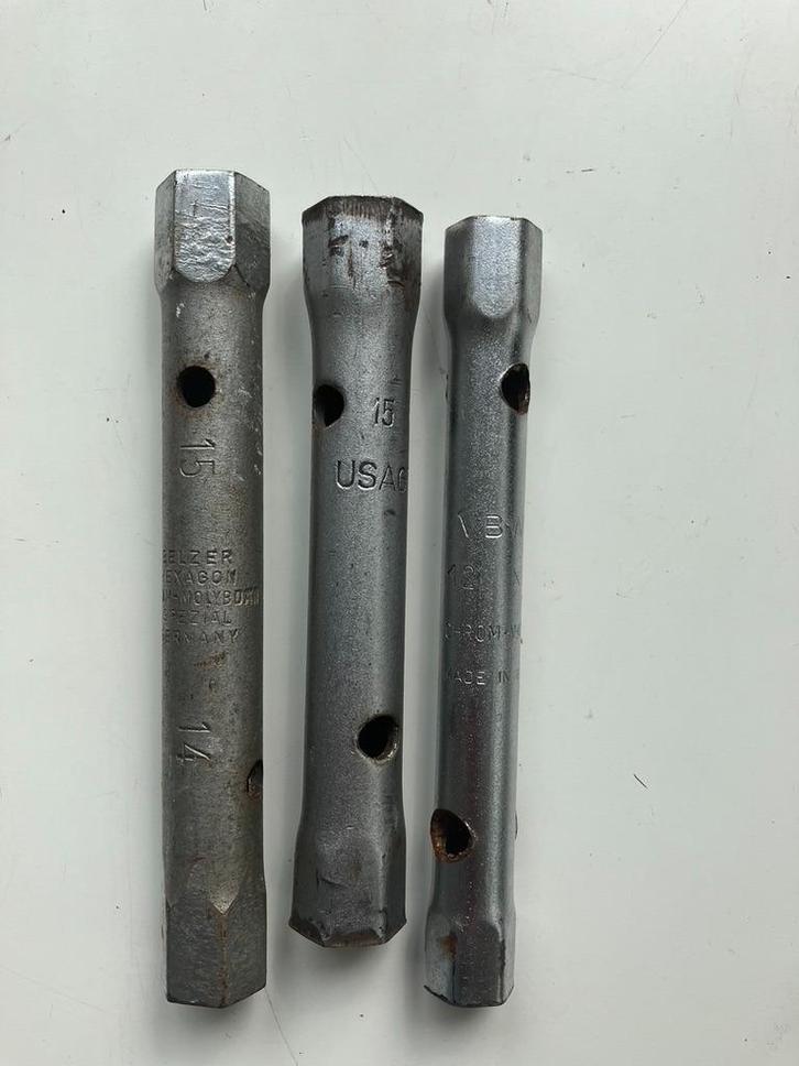 Drie pijpsleutels (Belzer 14x15, USAG 14x15 en VBW 12x13), Auto diversen, Autogereedschap, Ophalen of Verzenden