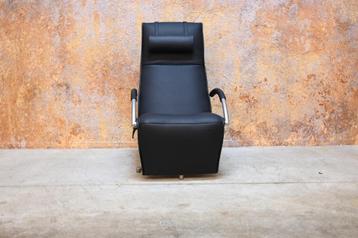 NIEUWbeklede zwarte leren Jori Mensana design relaxfauteuil beschikbaar voor biedingen