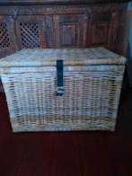 Grote rieten mand met deksel vergrijsd stoer landelijk, Ophalen, Gebruikt, Mand, Riet