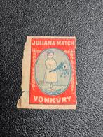 Oude Luciferetiket Juliana Match Vonkvry, Ophalen of Verzenden, Gebruikt