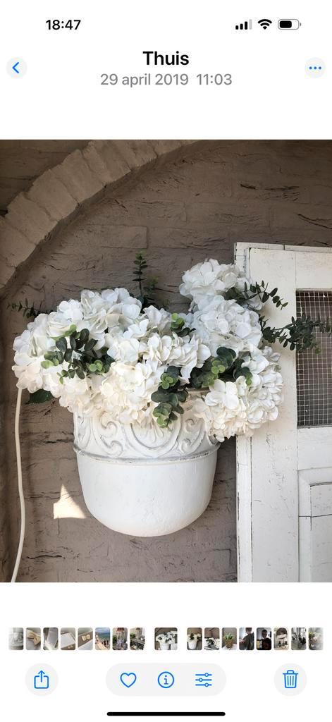 2 Witte Wandplantenbakken 38x19x40cm, Tuin en Terras, Bloempotten, Zo goed als nieuw, Overige materialen, Binnen, 40 tot 70 cm