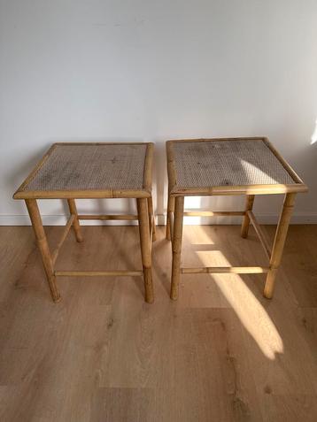 Vintage Bamboe rotan Bijzettafels - Set van 2 beschikbaar voor biedingen