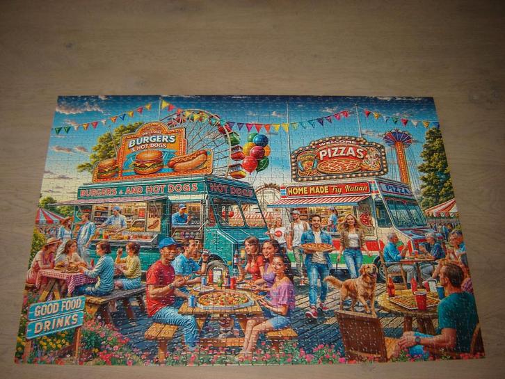 Puzzel Bluebird FOOD TRAILER 1000 st., Hobby en Vrije tijd, Denksport en Puzzels, Zo goed als nieuw, Legpuzzel, 500 t/m 1500 stukjes