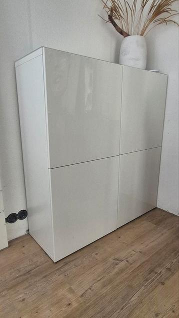 Ikea Besta kast, 120x128, hoogglans wit - afbeelding 1