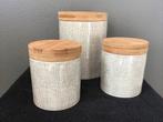 3 grote opbergpotten voorraadpotten houten deksel Loods 5, Huis en Inrichting, Keuken | Servies, Ophalen of Verzenden, Zo goed als nieuw