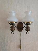 Vintage Wandlamp met Twee Lampen, Ophalen of Verzenden, Gebruikt, Glas, Vintage