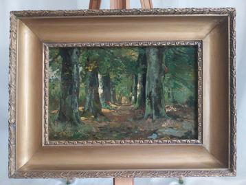 Antiek schilderij - Bospad - Paneel - 1900 beschikbaar voor biedingen