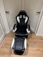 Gamestoel met Voetenbank - Zwart/Wit, Huis en Inrichting, Ophalen, Kunststof, Zwart, Zo goed als nieuw