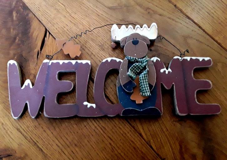 Appletree - houten welkomsbord met rendier (welcome), Diversen, Kerst, Zo goed als nieuw, Ophalen of Verzenden