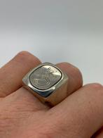 Z435 Prachtige zilveren zegelring JS (verstelbaar), Sieraden, Tassen en Uiterlijk, Antieke sieraden, Ophalen of Verzenden, Zilver